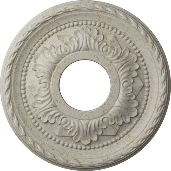 Ekena Millwork Palmetto Ceiling Medallion (Canopies up to 4 7/8"), 12 1/8"OD x 3 1/2"ID x 1"P, Pot of Cream Crackle CM12PMPCC - main